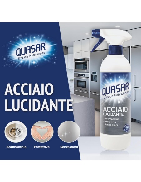 quasar acciaio detergente spray - 680ml - con erogatore: tuttocasashop.live: pulizia e cura della casa