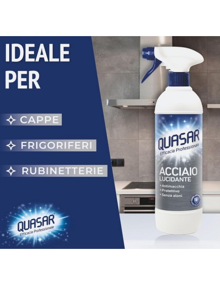 quasar acciaio detergente spray - 680ml - con erogatore: tuttocasashop.live: pulizia e cura della casa