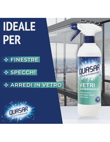 quasar vetri detergente spray - 680ml erogatore - con ammoniaca: tuttocasashop.live: pulizia e cura della casa