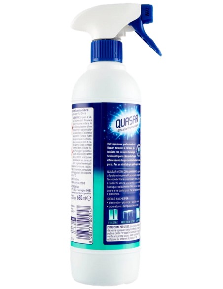 quasar vetri detergente spray - 680ml erogatore - con ammoniaca: tuttocasashop.live: pulizia e cura della casa