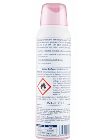 sauber deodorante spray 150ml deo sens - no alcool - senza sali di alluminio: tuttocasashop.live: igiene e cura della persona