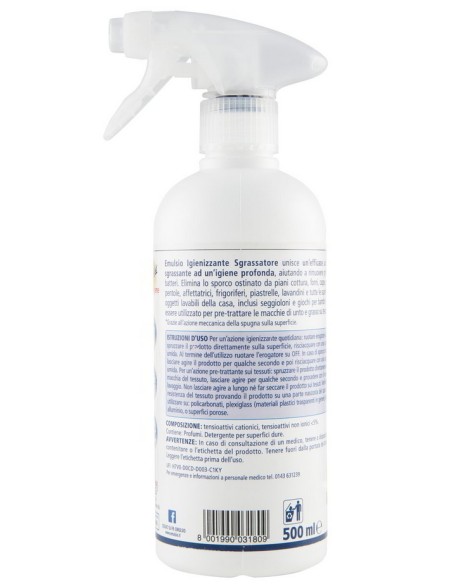 emulsio +higiene igienizzante sgrassatore 500ml - rimuove germi e batteri: tuttocasashop.live: pulizia e cura della casa