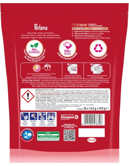 perlana renew color - 20 capsule di detersivo per tutti i capi colorati: tuttocasashop.live: prodotti per bucato e tessuti