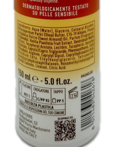 giardino dei sensi burro corpo spray - 150ml - vaniglia e orchidea: tuttocasashop.live: igiene e cura della persona