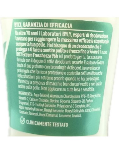 byly deodorante roll-on 50ml - 96h - extreme freschezza: tuttocasashop.live: igiene e cura della persona