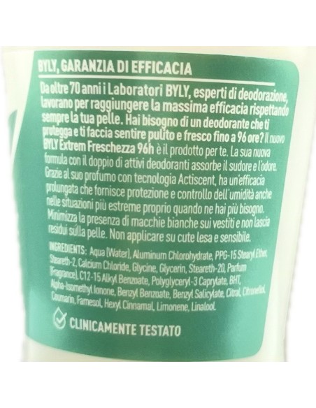 byly deodorante roll-on 50ml - 96h - extreme freschezza: tuttocasashop.live: igiene e cura della persona