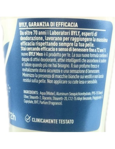 byly deodorante roll-on 50ml - 72h - for men: tuttocasashop.live: igiene e cura della persona