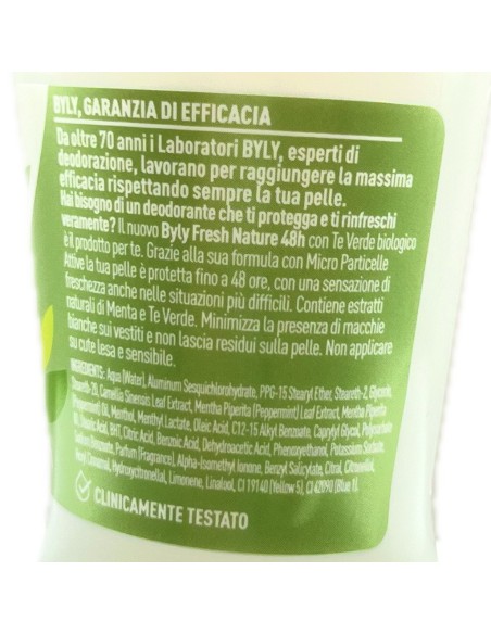 byly deodorante roll-on 50ml - 48h - fresh nature - te' verde: tuttocasashop.live: igiene e cura della persona