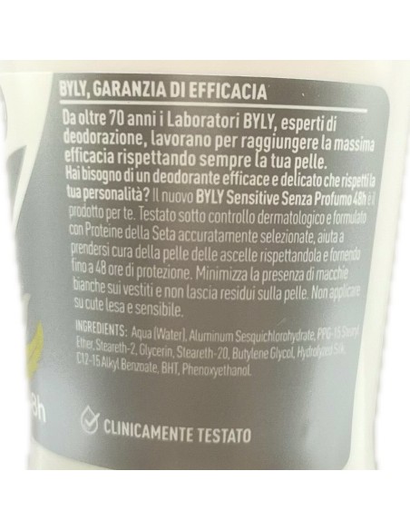 byly deodorante roll-on 50ml - 48h - sensitive: tuttocasashop.live: igiene e cura della persona