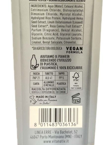 vitanativ professional maschera 150ml - per capelli lisci - lisciante: tuttocasashop.live: igiene e cura della persona