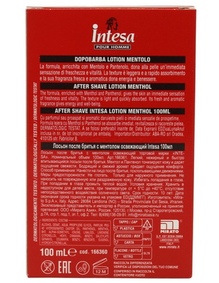 intesa pour homme after shave lozione dopobarba 100ml - rinfrescante: tuttocasashop.live: igiene e cura della persona