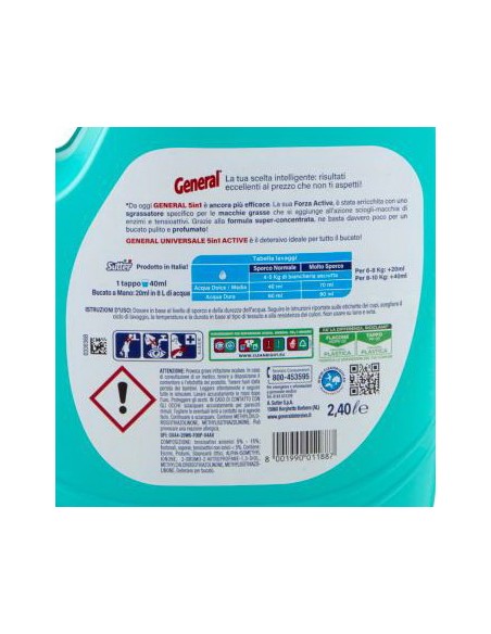 general detersivo lavatrice liquido 60 lavaggi 2400ml - universale: tuttocasashop.live: prodotti per bucato e tessuti