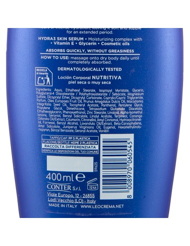 leocrema body crema fluida corpo 400ml - nutriente: tuttocasashop.live: igiene e cura della persona