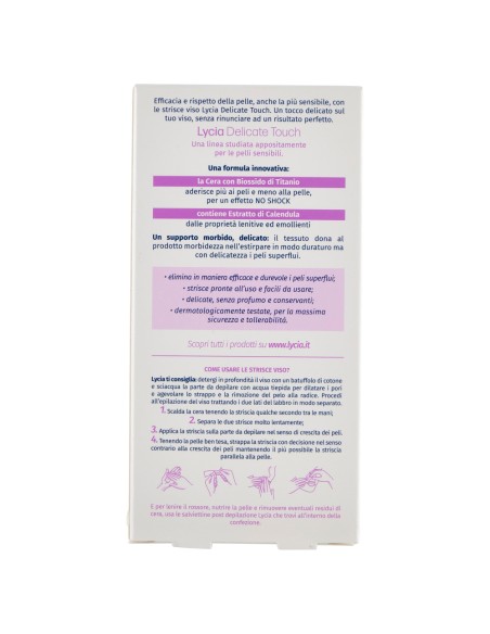 lycia 20 strisce depilatorie viso + 4 salviettine per pelli sensibili: tuttocasashop.live: igiene e cura della persona