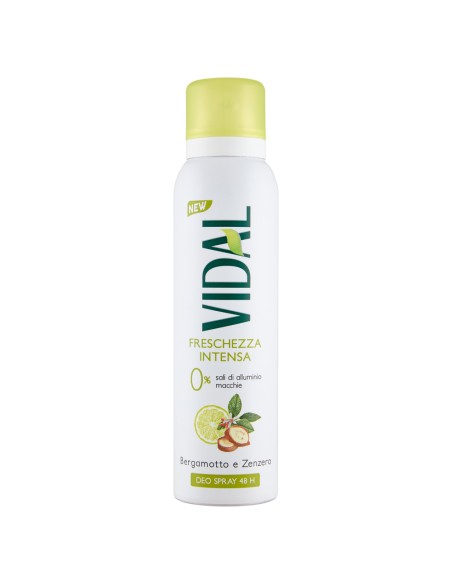 vidal deodorante spray - 150ml - freschezza intesa - bergamotto e zenzero: tuttocasashop.live: igiene e cura della persona