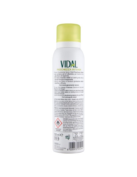 vidal deodorante spray - 150ml - freschezza intesa - bergamotto e zenzero: tuttocasashop.live: igiene e cura della persona
