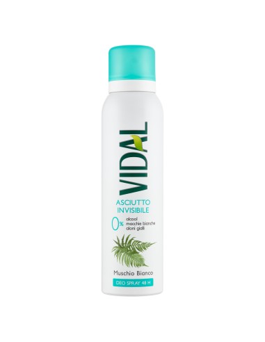 vidal deodorante spray - 150ml - asciutto invisibile - muschio bianco: tuttocasashop.live: igiene e cura della persona