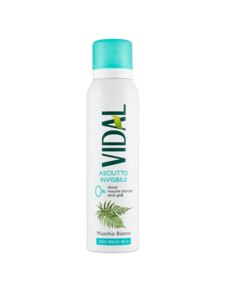 vidal deodorante spray - 150ml - asciutto invisibile - muschio bianco: tuttocasashop.live: igiene e cura della persona