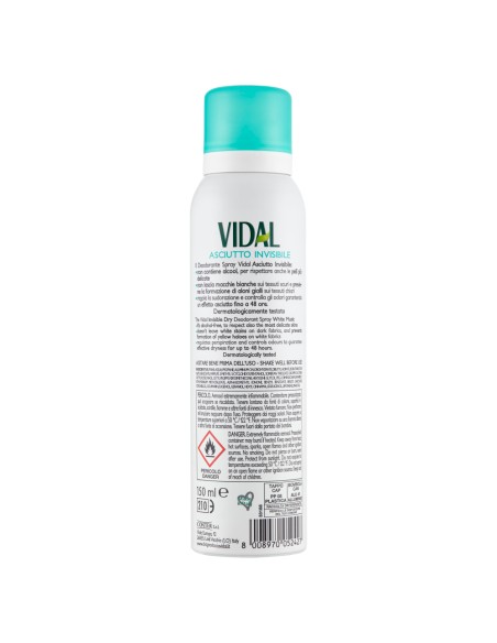 vidal deodorante spray - 150ml - asciutto invisibile - muschio bianco: tuttocasashop.live: igiene e cura della persona