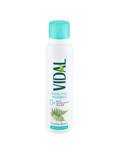 vidal deodorante spray - 150ml - asciutto invisibile - muschio bianco: tuttocasashop.live: igiene e cura della persona