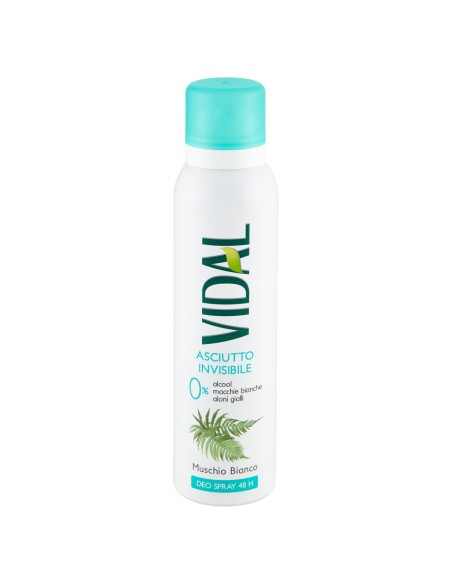 vidal deodorante spray - 150ml - asciutto invisibile - muschio bianco: tuttocasashop.live: igiene e cura della persona