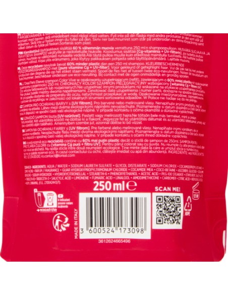 elvive shampoo eco-ricarica 250ml - color vive - per capelli colorati: tuttocasashop.live: igiene e cura della persona
