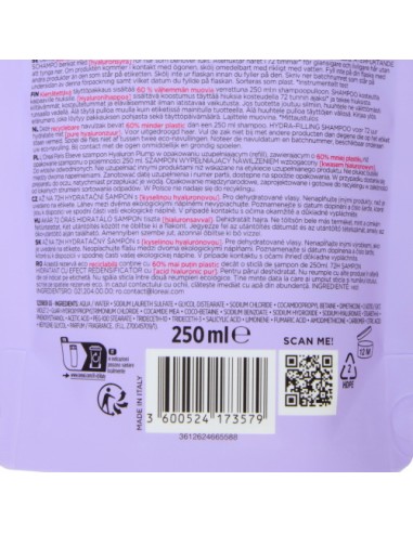 elvive shampoo eco-ricarica 250ml - hydra hyaluronic - idratazione 72h: tuttocasashop.live: igiene e cura della persona