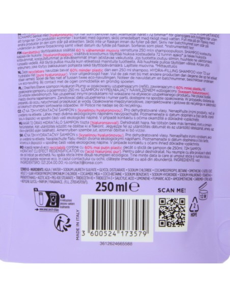elvive shampoo eco-ricarica 250ml - hydra hyaluronic - idratazione 72h: tuttocasashop.live: igiene e cura della persona