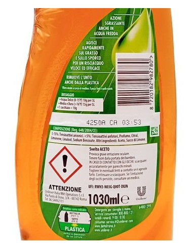 svelto detersivo per piatti e stoviglie - 1030ml - aceto - antiodore: tuttocasashop.live: pulizia e cura della casa