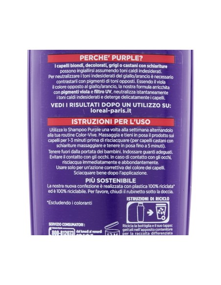 elvive purple shampoo - 200ml - antigiallo - anti-giallo: tuttocasashop.live: igiene e cura della persona