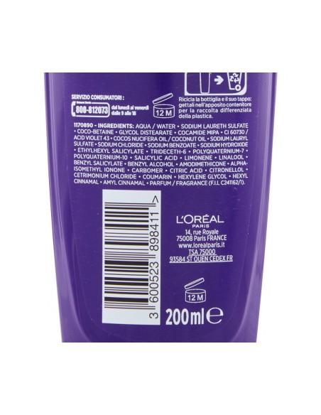 elvive purple shampoo - 200ml - antigiallo - anti-giallo: tuttocasashop.live: igiene e cura della persona