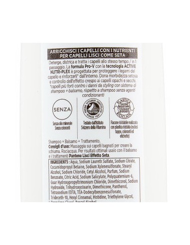 pantene pro-v shampoo balsamo e trattamento - 250ml - lisci setosi: tuttocasashop.live: igiene e cura della persona