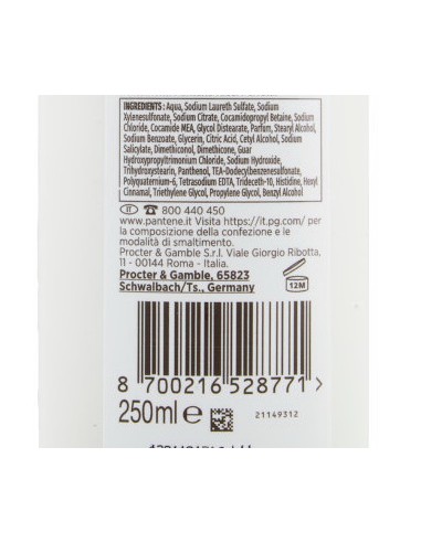 pantene pro-v shampoo - 250ml - ricci - per capelli ricci o mossi: tuttocasashop.live: igiene e cura della persona