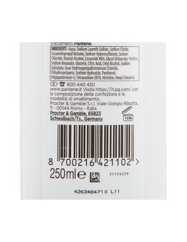 pantene pro-v shampoo - 250ml - rigenera & protegge: tuttocasashop.live: igiene e cura della persona
