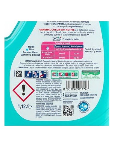 general detersivo lavatrice liquido 28 lavaggi 1120ml - color capi colorati: tuttocasashop.live: prodotti per bucato e tessuti