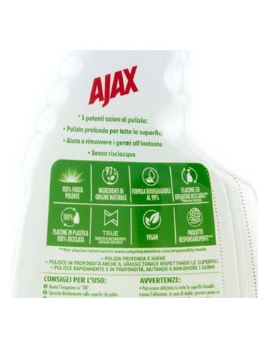 ajax sgrassatore spray - 600ml - igienizzante: tuttocasashop.live: pulizia e cura della casa