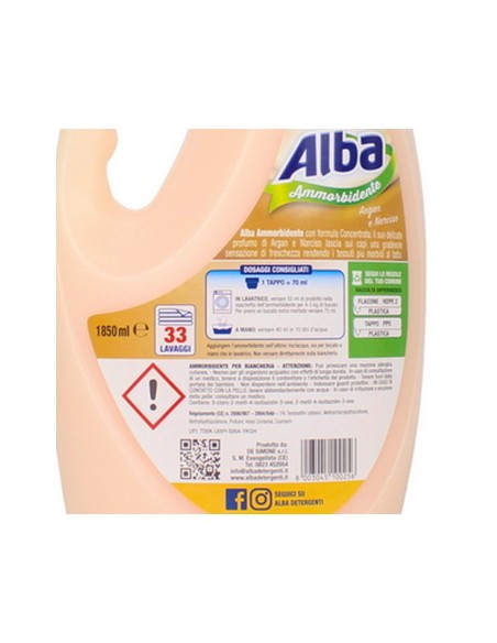 alba ammorbidente per bucato - 33 lavaggi - 1850ml - argan e narciso: tuttocasashop.live: prodotti per bucato e tessuti