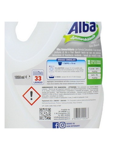 alba ammorbidente per bucato - 33 lavaggi - 1850ml - iris e fiori bianchi: tuttocasashop.live: prodotti per bucato e tessuti