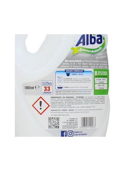 alba ammorbidente per bucato - 33 lavaggi - 1850ml - iris e fiori bianchi: tuttocasashop.live: prodotti per bucato e tessuti