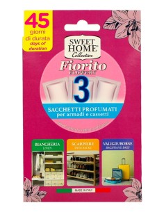 sweet home 3 sacchetti profumati per armadi e cassetti 45gg - fiorito: tuttocasashop.live: prodotti per bucato e tessuti