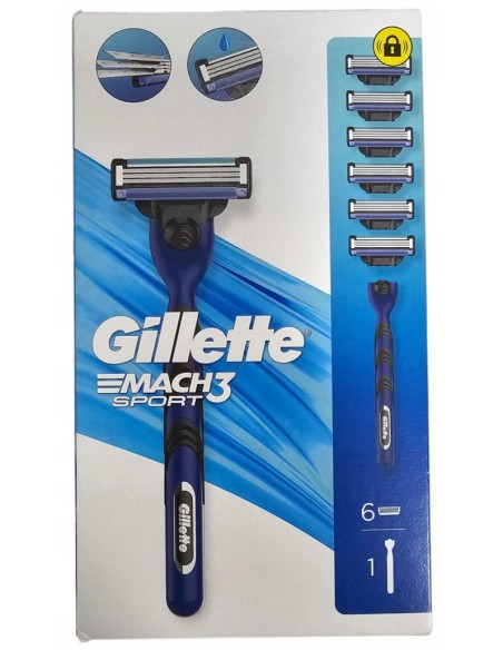 gillette mach3 sport - 1 rasoio con 6 testine ricambio: tuttocasashop.live: igiene e cura della persona