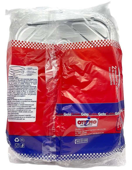 ottimo 2 vaschette in alluminio con coperchio - 8 porzioni 32x26x5cm: tuttocasashop.live: carta & monouso