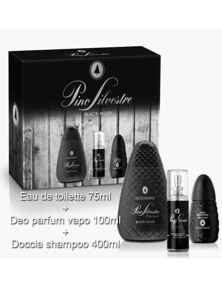 pino silvestre confezione: profumo 75ml + deo 100ml + doccia - black musk: tuttocasashop.live: igiene e cura della persona