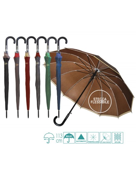 lorenzo ombrello grande con 12 bacchette automatico - manico nero: tuttocasashop.live: altro - bazar