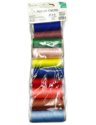 filo da cucito - 10 spolette in colori assortiti: tuttocasashop.live: altro - bazar
