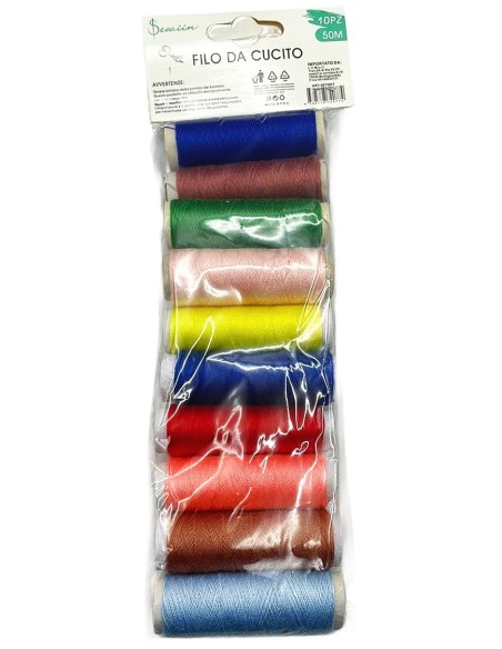 filo da cucito - 10 spolette in colori assortiti: tuttocasashop.live: altro - bazar