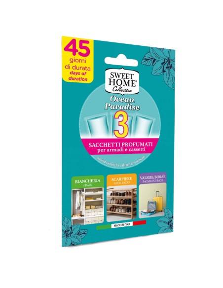 sweet home 3 sacchetti profumati per armadi e cassetti 45gg - ocean paradise: tuttocasashop.live: prodotti per bucato e tessuti