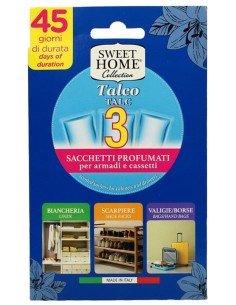 sweet home 3 sacchetti profumati per armadi e cassetti 45gg - talco: tuttocasashop.live: prodotti per bucato e tessuti