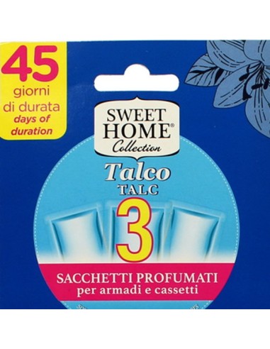 sweet home 3 sacchetti profumati per armadi e cassetti 45gg - talco: tuttocasashop.live: prodotti per bucato e tessuti