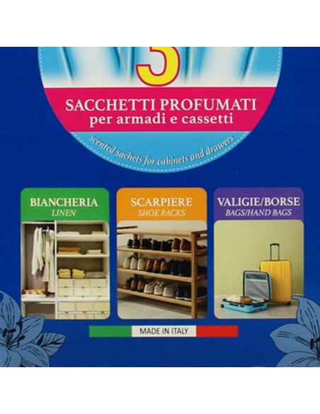 sweet home 3 sacchetti profumati per armadi e cassetti 45gg - talco: tuttocasashop.live: prodotti per bucato e tessuti